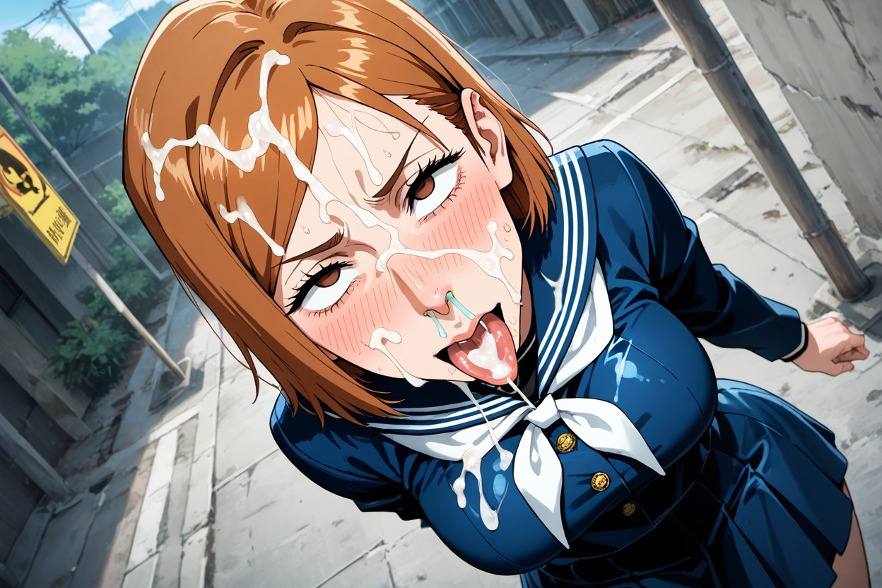 Looking At Viewer, Cum In Nose, Standing Hentai IA