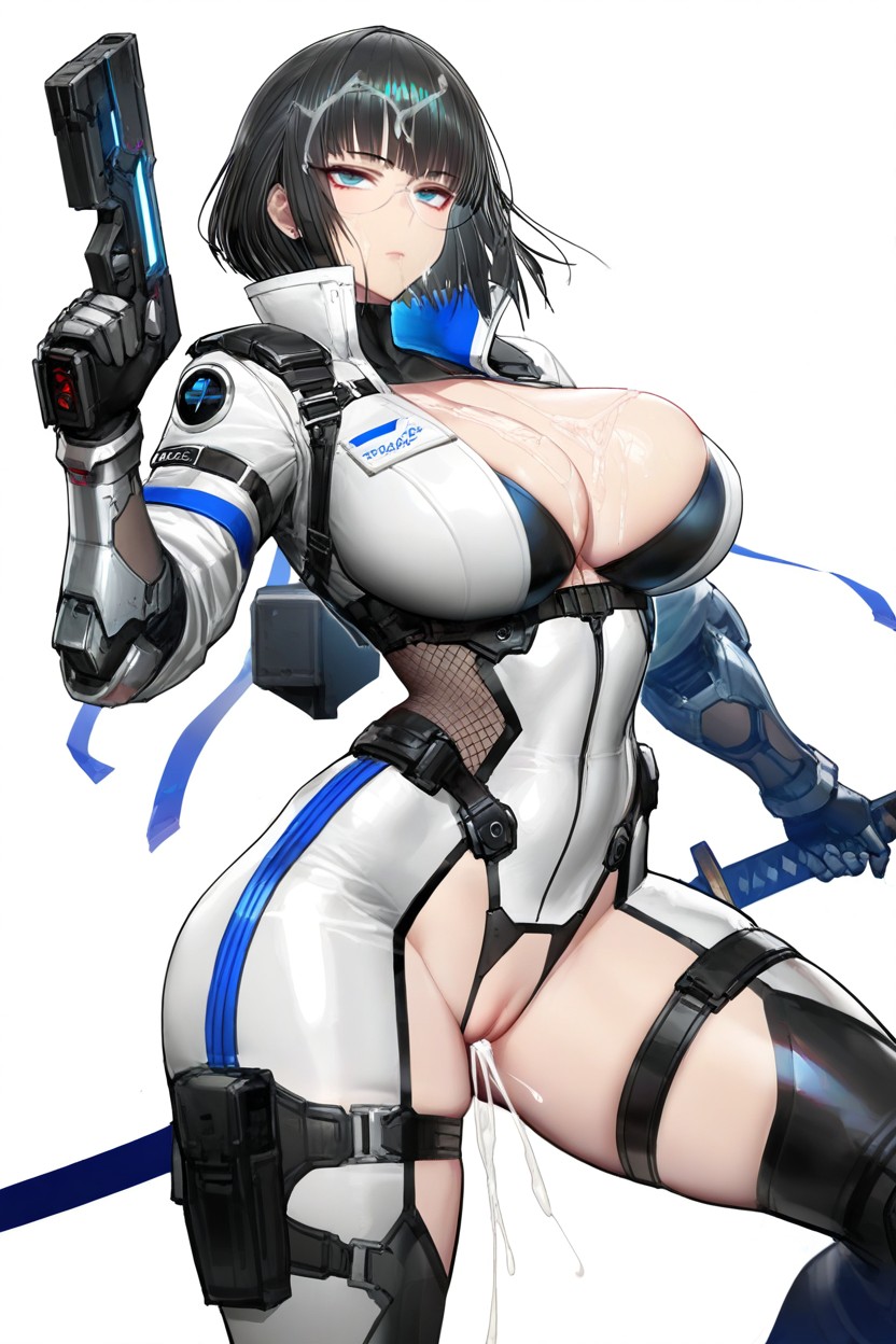 Looking At Viewer, Urban Fantasy, Cum On Breast Hentai IA