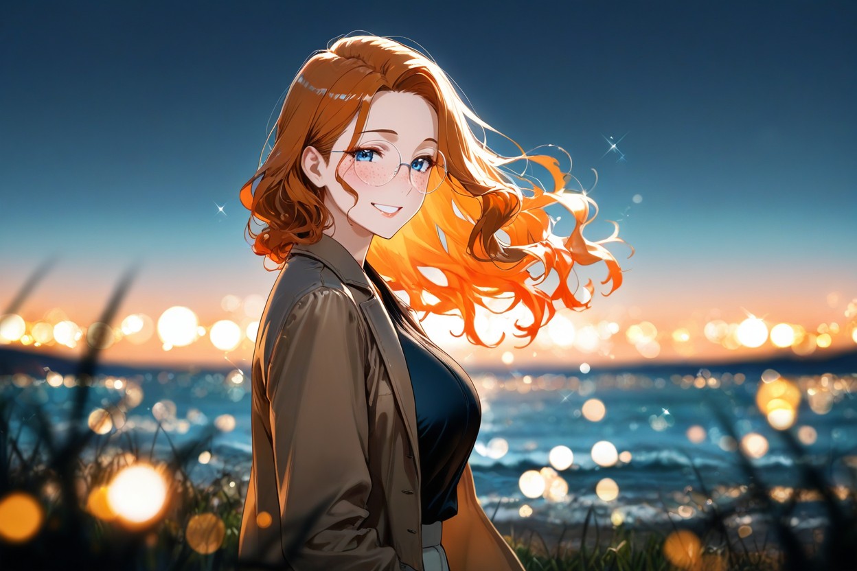 Round Glasses, Bokeh, Milf Hentai AI Porn