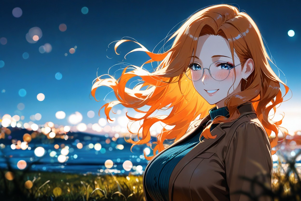 Loose Hair Flowing, Glow, Blurry Foreground Hentai IA