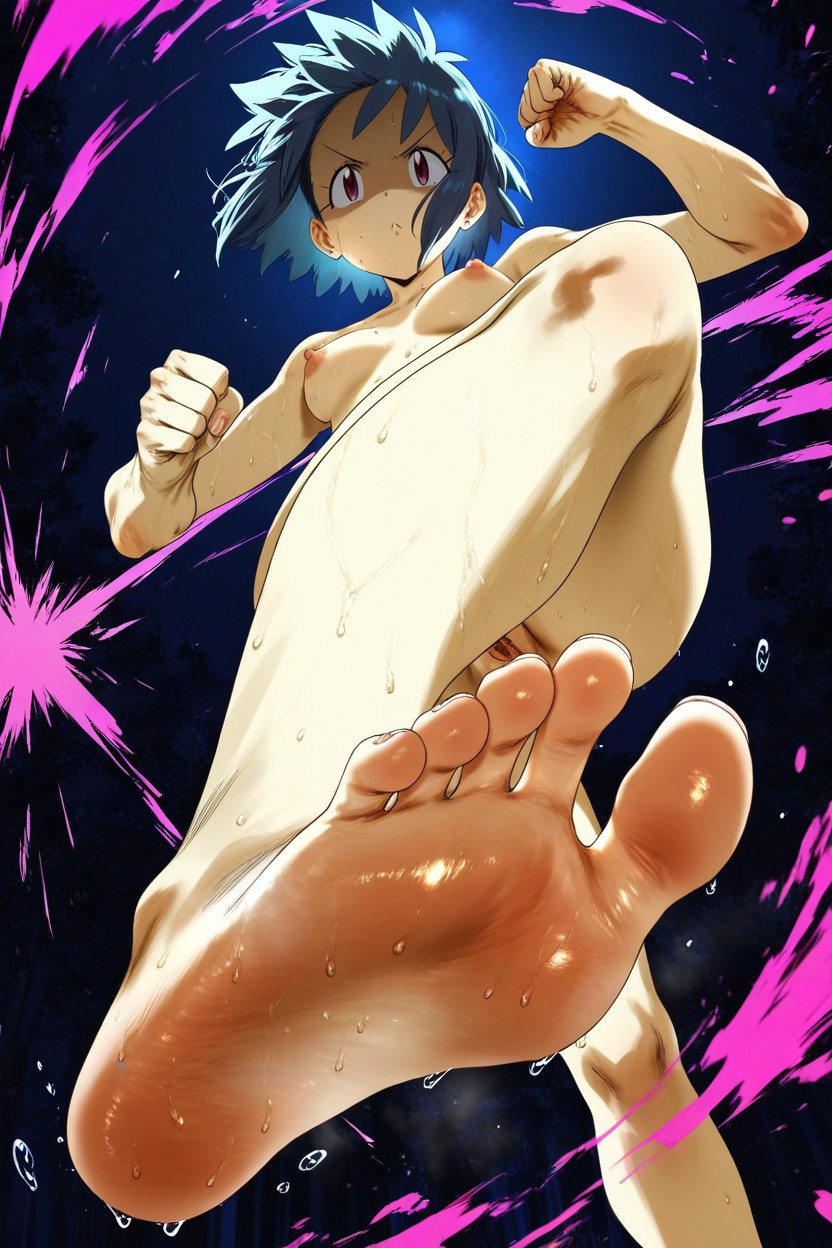 Beautiful Perfect Feet, Dark Scarlet Hair, Kicking Hentai IA