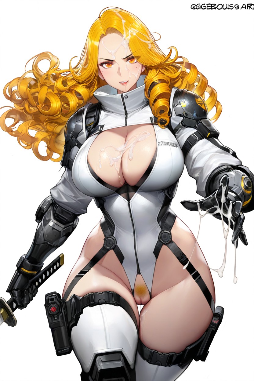 Claw Gloves, Cum On Breast, Techwear Hentai AI Porn