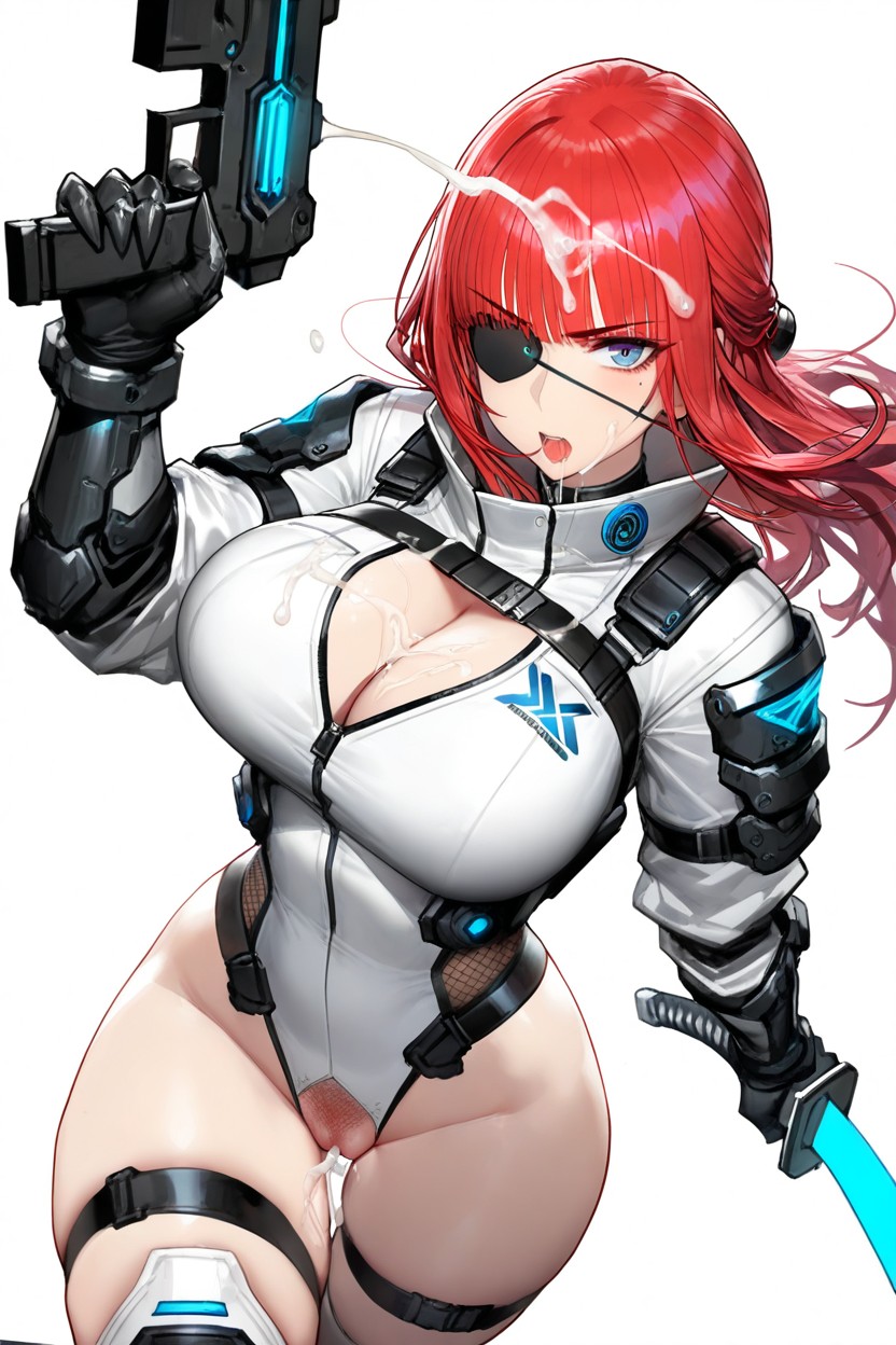 Cameltoe, Cum On Breast, White Suit Hentai IA