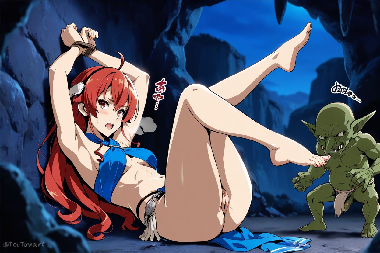 Goblin Hold Female Hands, Arms Up, In Cave Hentai AI Porn