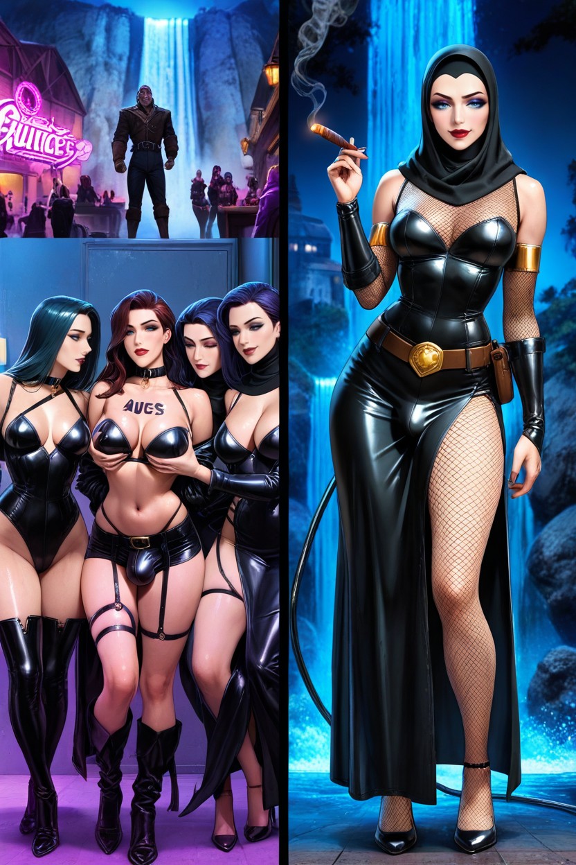 Leather Costume, Mistress Fishnets, Collar Hentai AI Porn