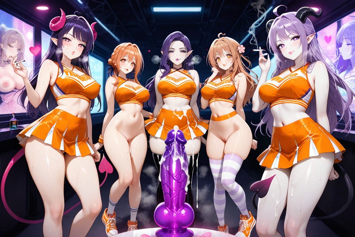 Glowing Orange Kimono Top, Ahoge, Sakura Garden Hentai AI Porn