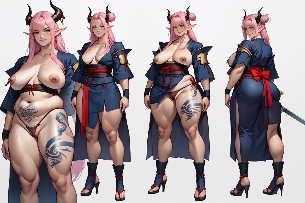 Pink Hair, Horns, Sexy Smirk Hentai AI Porn
