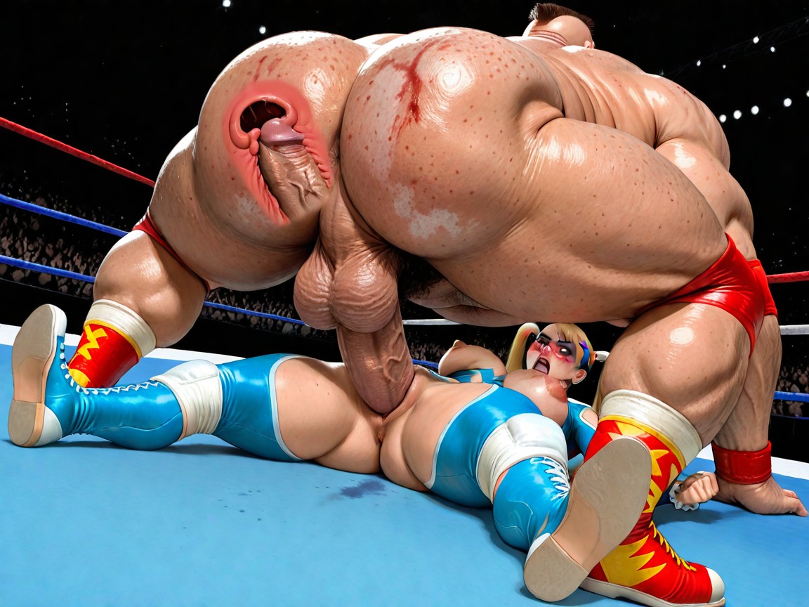 Fat Testicles, Balls Deep, Wrestler Zangief Is Fucking Her While He Climbs On Her Back Hentai AI Porn