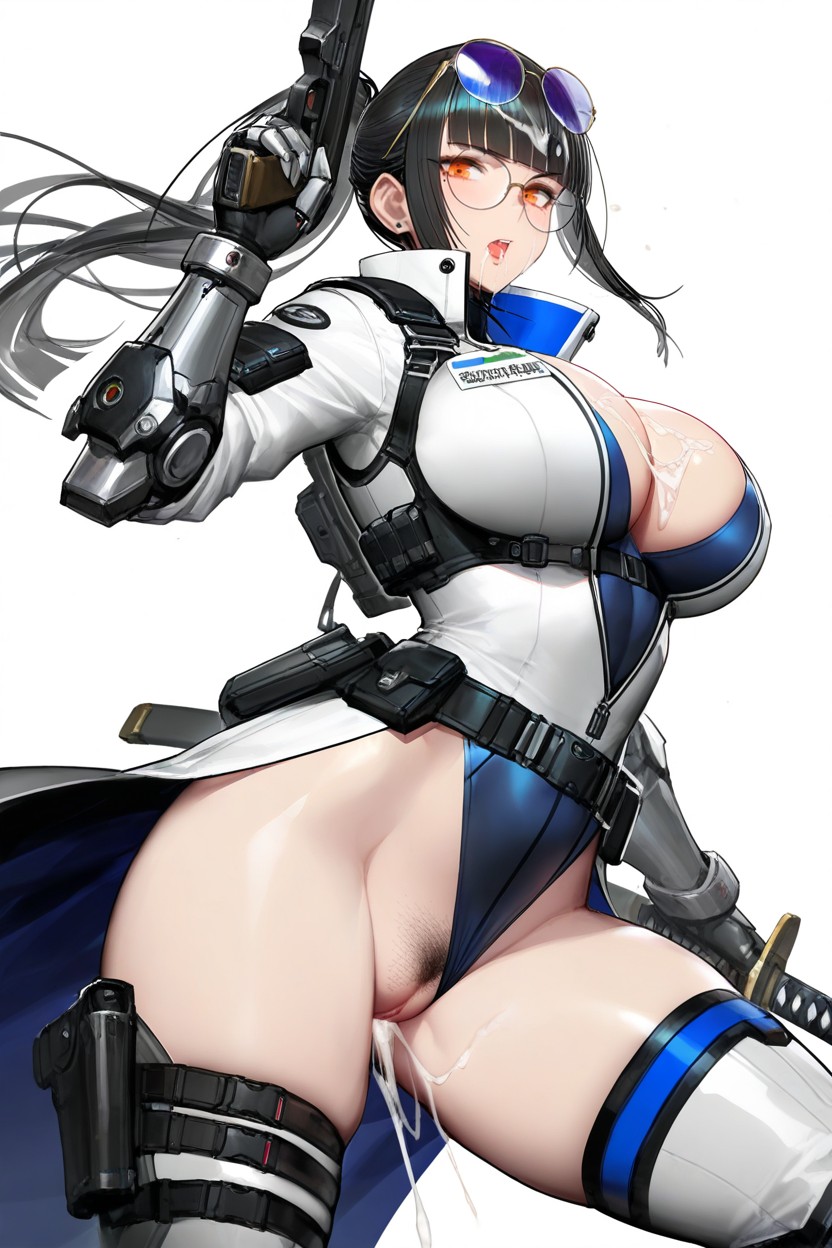 Thigh Up Shot, Robes, White Background Hentai AI Porn
