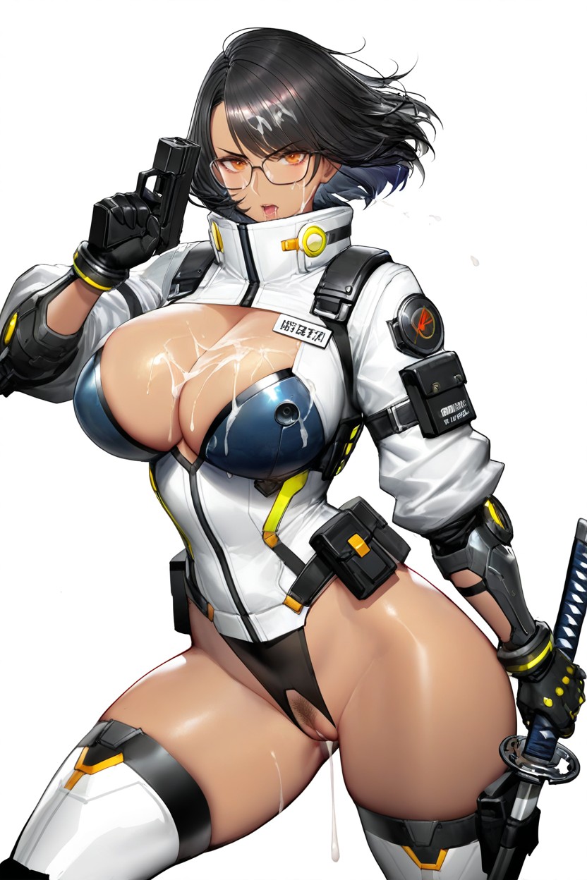 Thigh Up Shot, Pussy Exposed, Cum On Head Hentai AI Porn