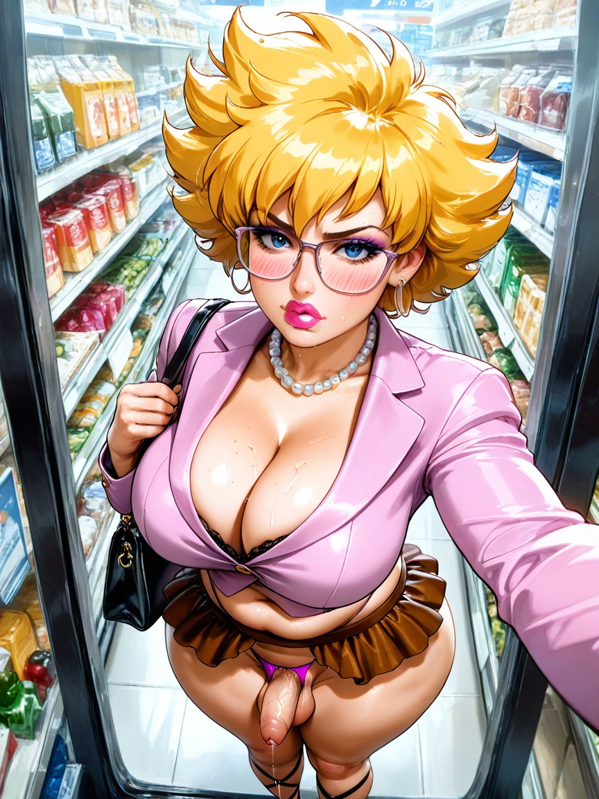 Thick Thighs, Highleg Lace Pink Crotchless Minithong, Huge Dumptruck Ass Porno IA Hentai