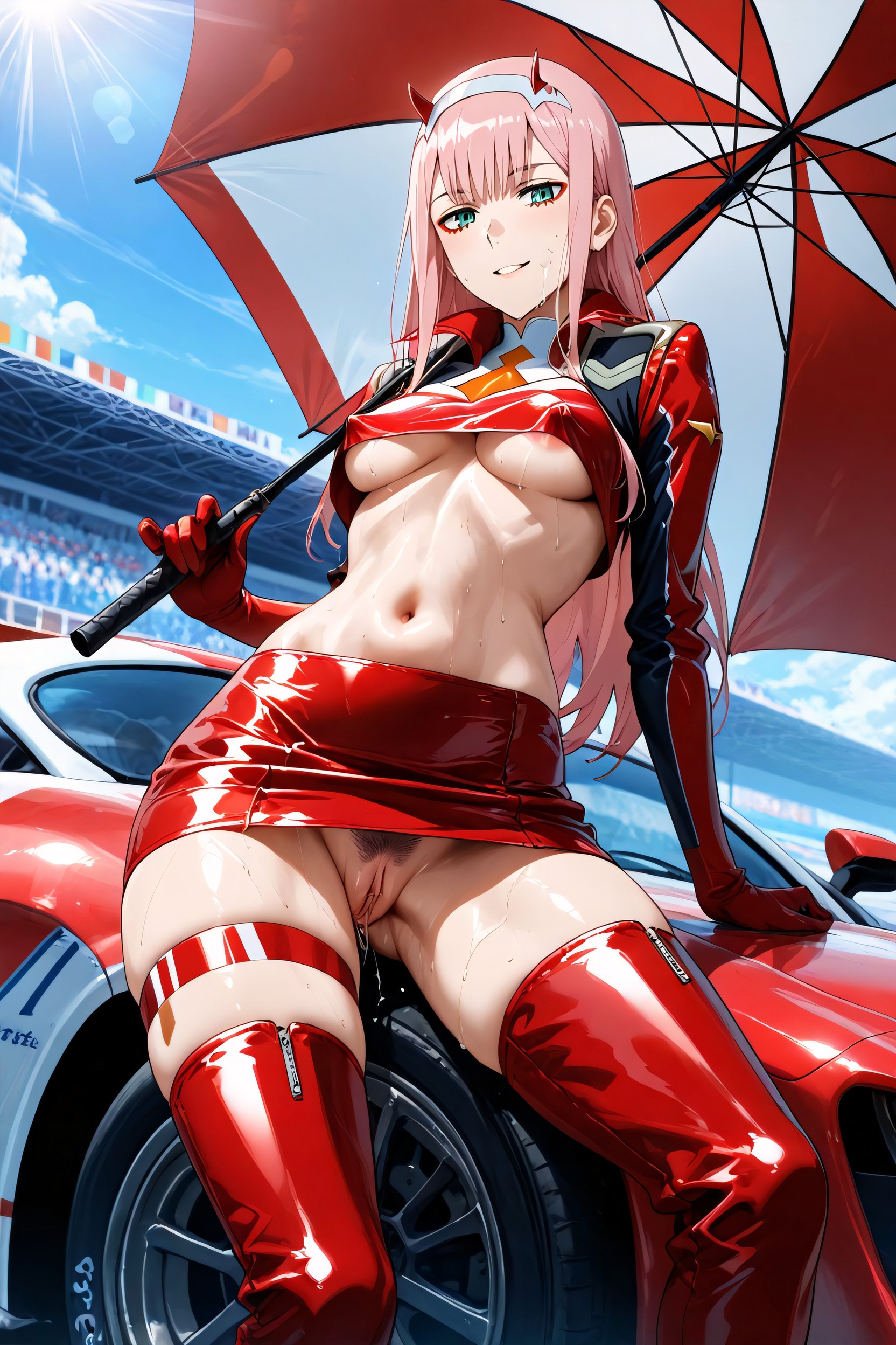 Naked, Under Boob, Race Circuit Hentai IA