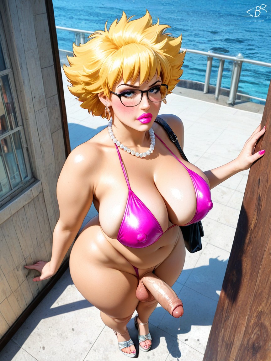 Glasses, Determined Hr-department, Big Rounded Bimbo Breast Implants Hentai IA