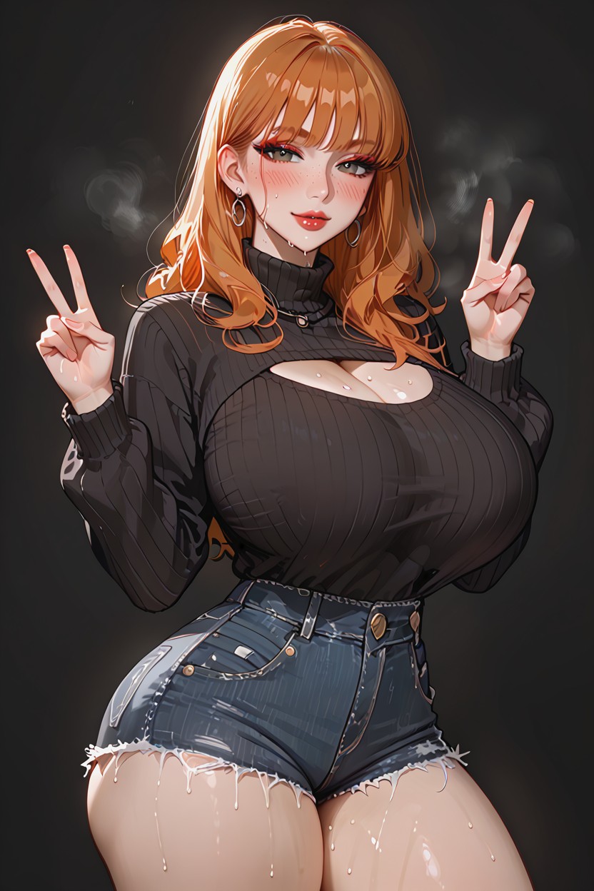 Jean Shorts, +, Looking At Viewer Hentai AI Porn