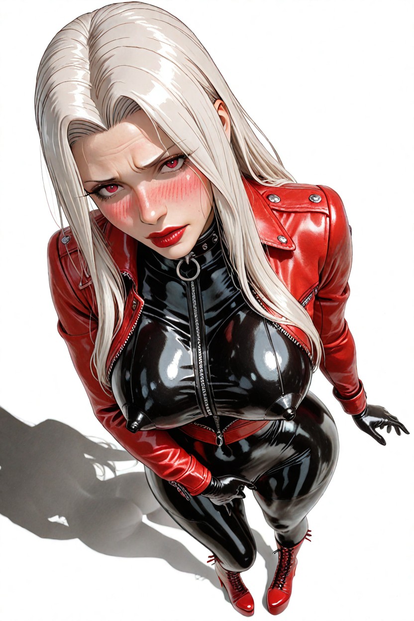 Horny, Delgada, Red Leather Jacket Hentai IA