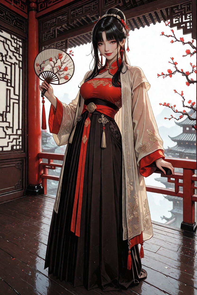 Medium Breasts, Sheer Silk Beizi Hanfu Coat, Medium Ass Hentai AI Porn