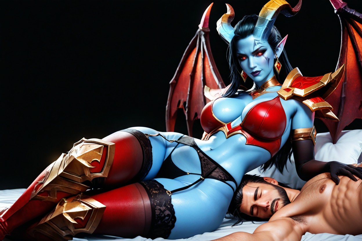Succubus, Bare Navel, Straps Stocking Garter Hentai AI Porn