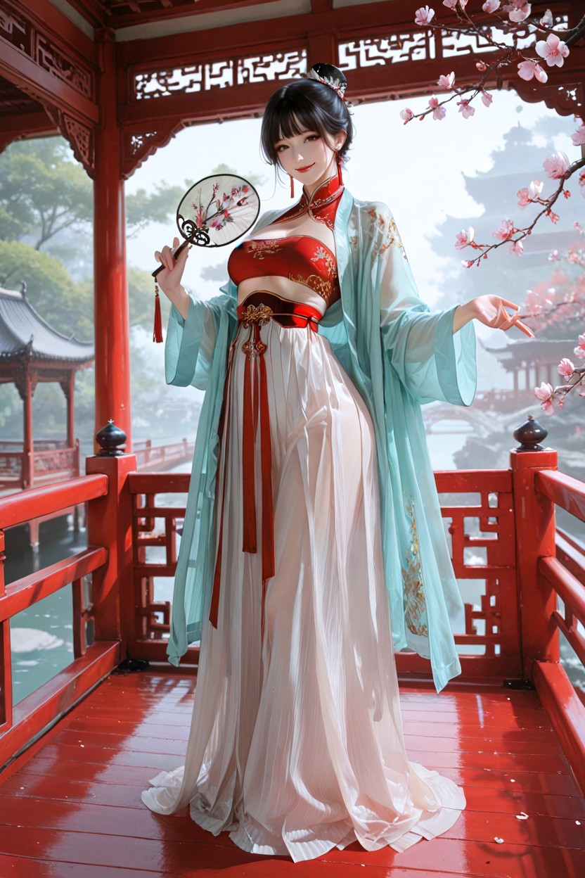Ethereal, Vue De Face, Sheer Silk Beizi Hanfu Coat Porno IA Hentai