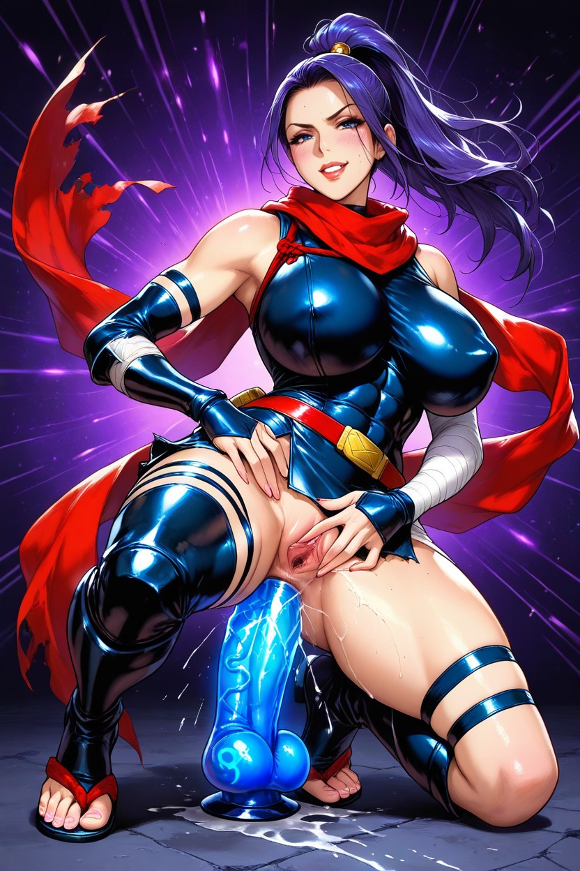 Psylocke From X-men, Ninja Style, Bold Color Palette Hentai IA