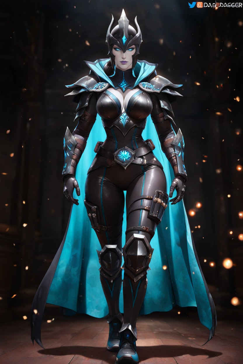 Dark Background, Full Body Shot, Glowing Magical Particles Floating Around Hentai IA
