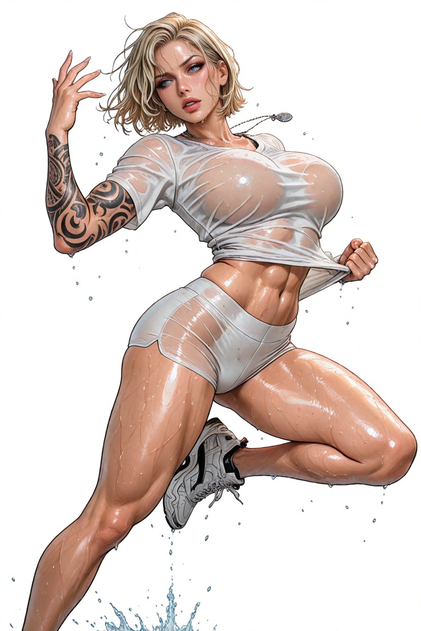 Beautiful Athletic Woman, Arched Back, Full Body Hentai AI Porn