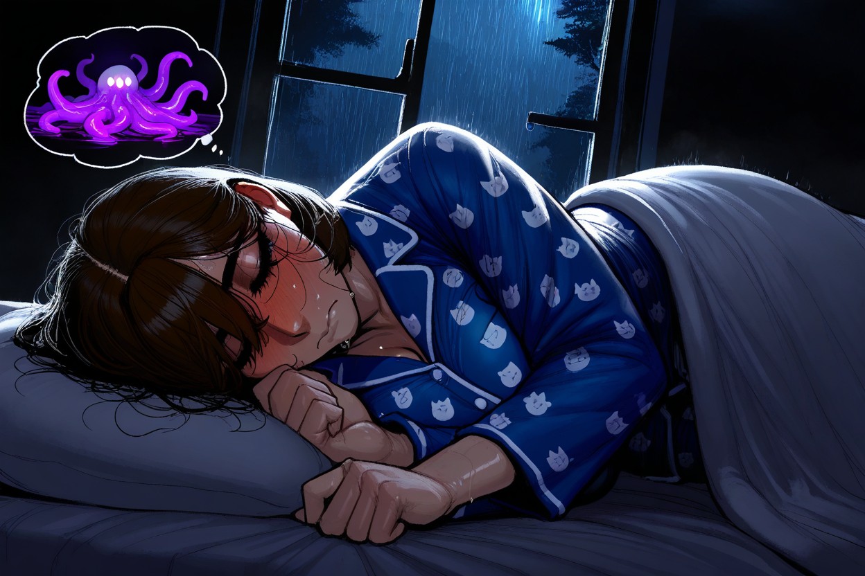 Bobcut, Dark, Laying On Her Side Hentai IA