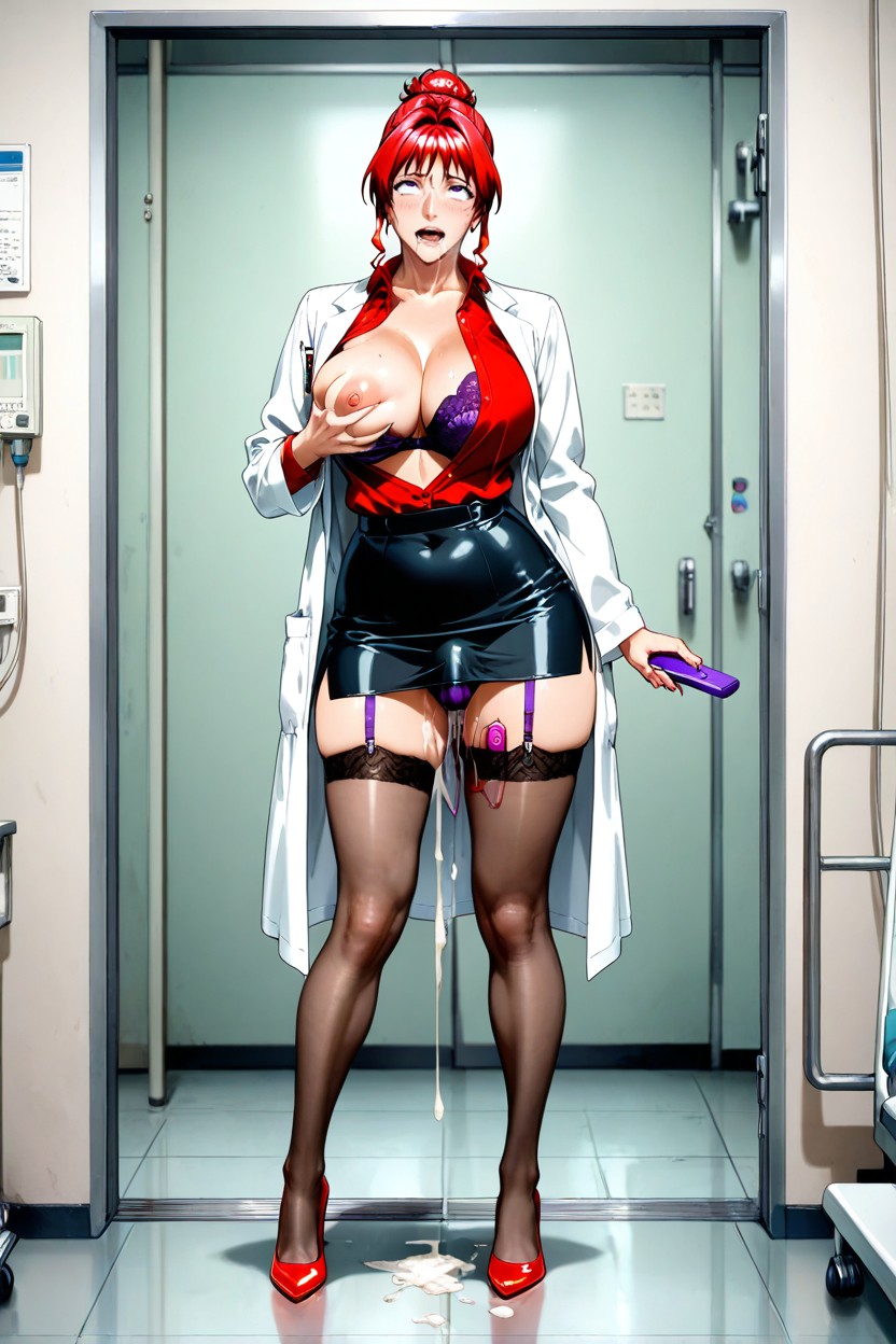 Purple Butt Plug, Black Stockings, Cum_on_floor Hentai AI Porn
