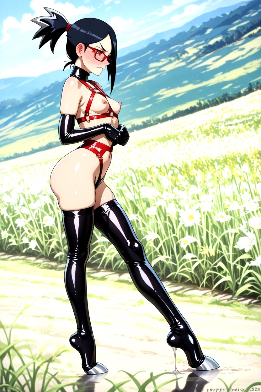 Visible Shoulders, Long Latex Gloves, Tiptoe Hentai AI Porn