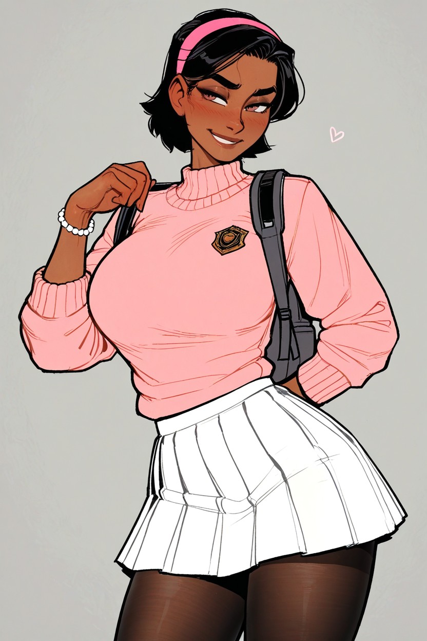 One Arm Behind Back, Tall, Gray Backpack Hentai IA