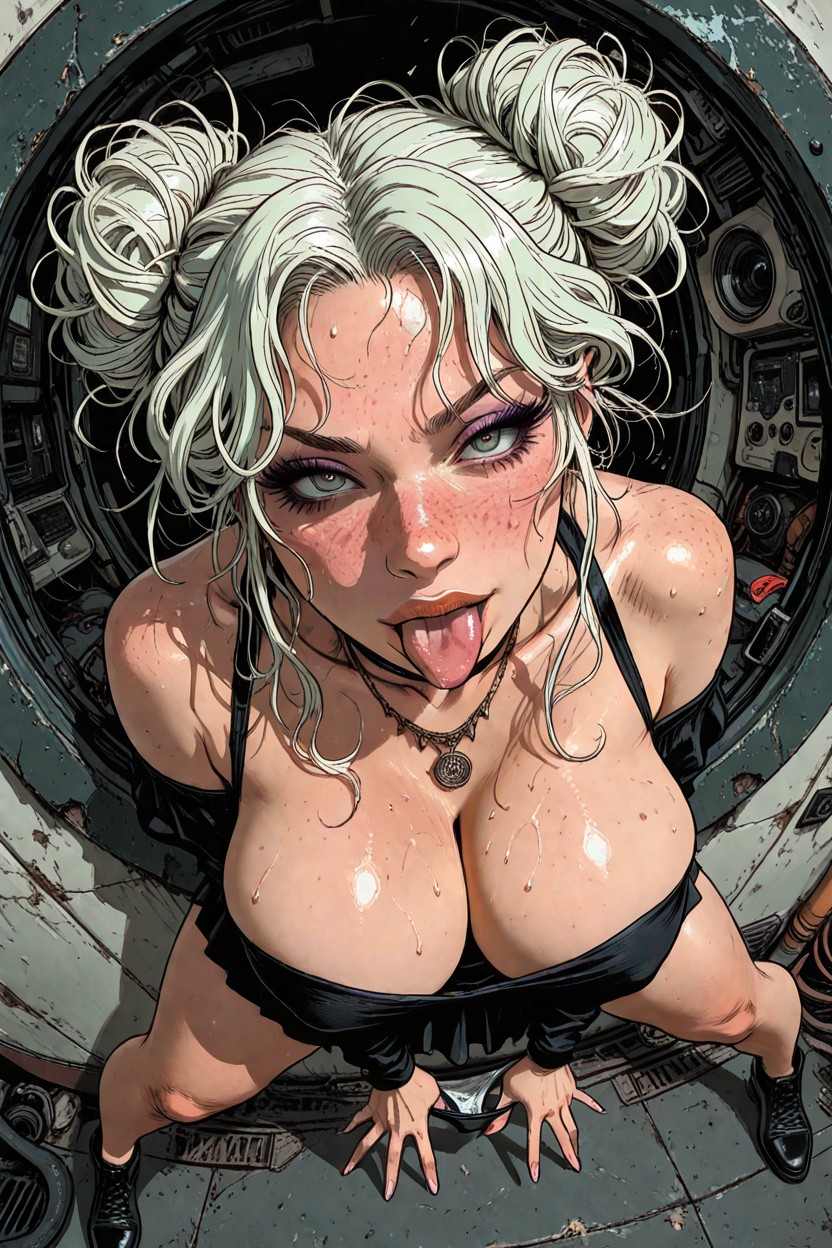 Eyes Crossed, Full Body, Freckles On Face Hentai AI Porn