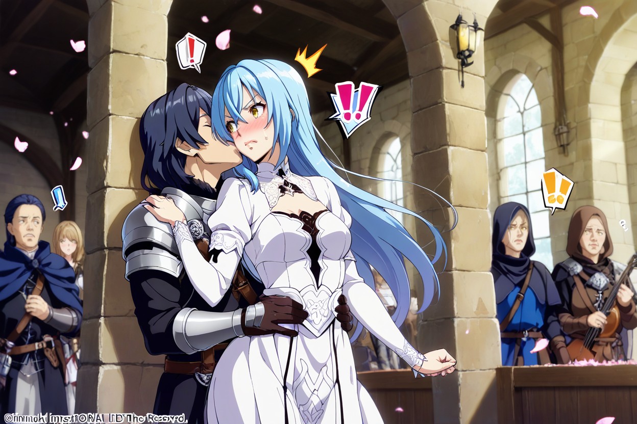 Medieval People In Background, Medieval Reception, Female Look To The Side Inside Hentai AI Porn