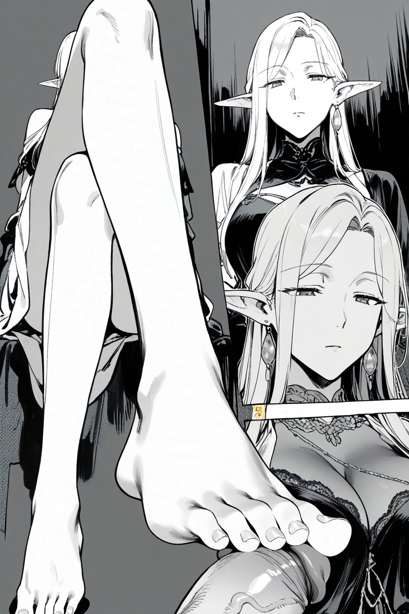 Manga Screen, Moles, White Hair Hentai AI Porn