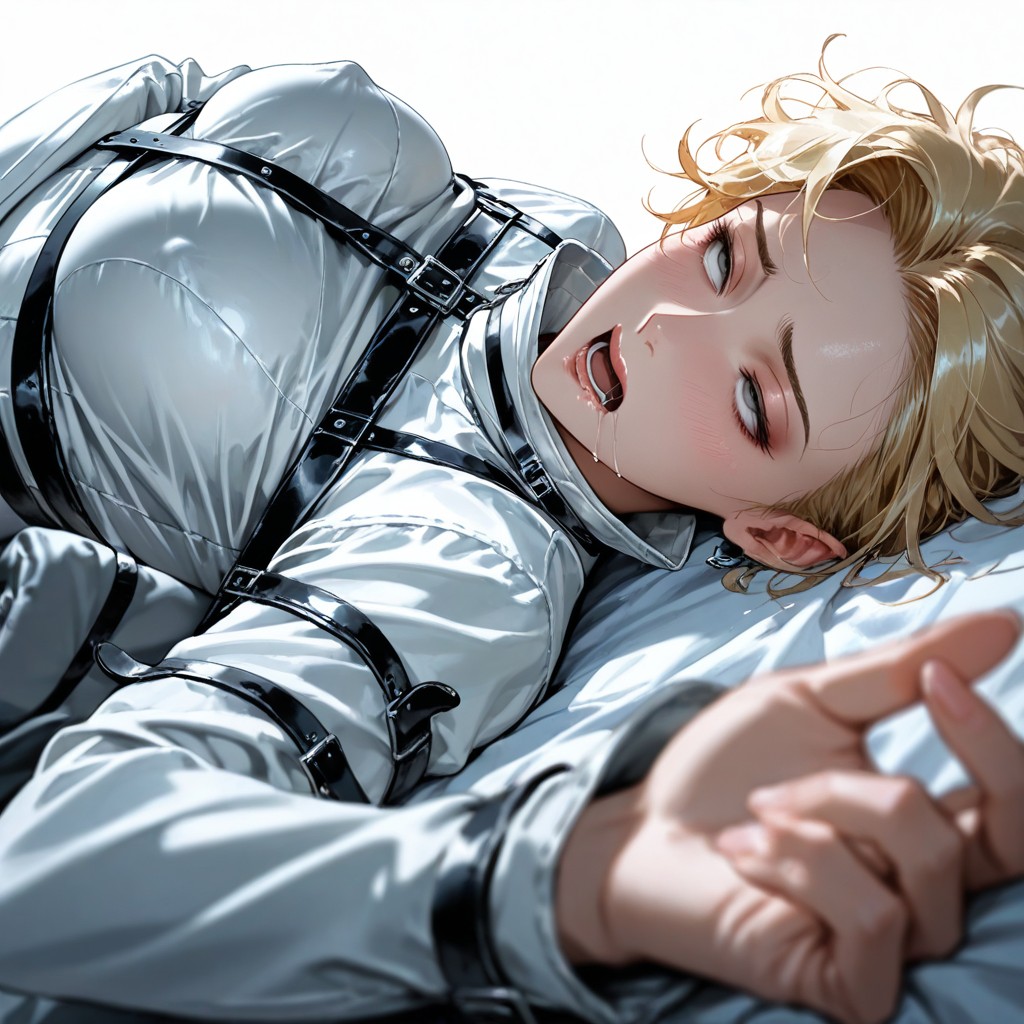 White Room, Tied To A Bed, Beautiful Blonde Woman Hentai IA