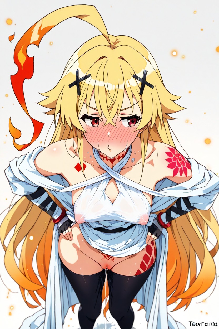 Red Eyes, Standing, Dripping Pussy Juice Hentai AI Porn