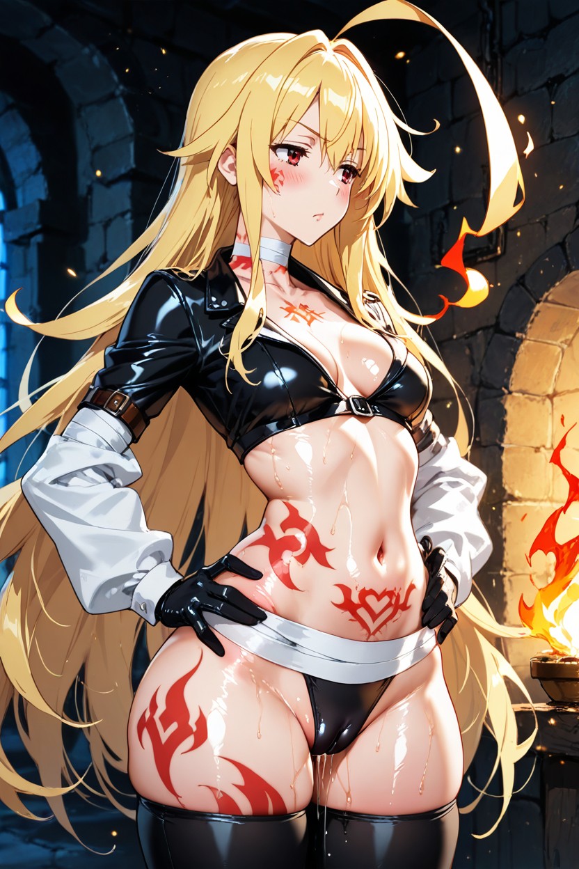Long Silky Blonde Hair, Puffy Camel Toe, Tight White Bandages On Breast Hentai IA