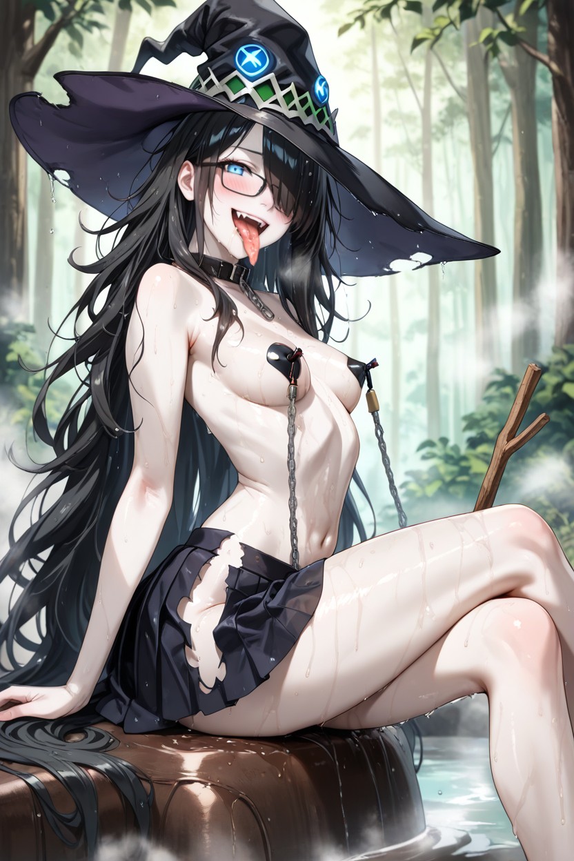Lift Eyebrows, Erected Nipples, Her Arms Lifting Her Skirt ヘンタイAIポルノ