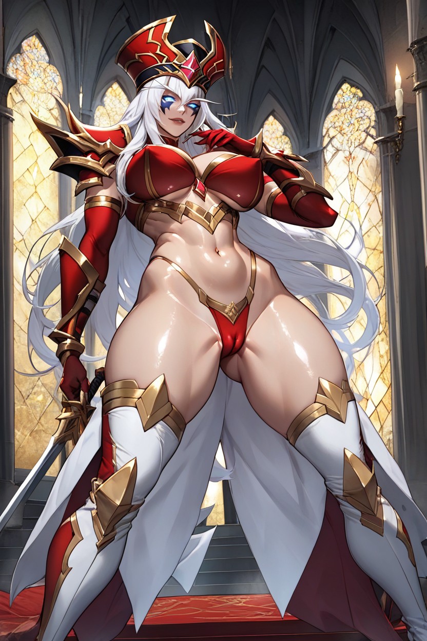 Puffy Camel Toe, Red With Gold Outline Thong, Reír Hentai IA