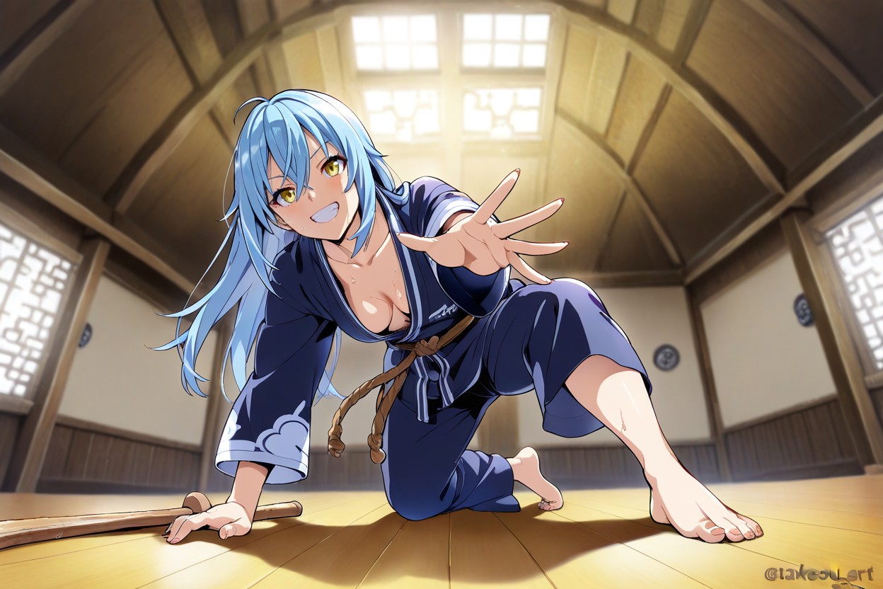 Fit, Grinsen, Full Body View Hentai KI Porno