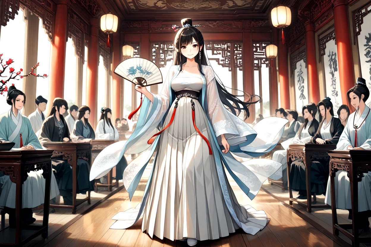 Happy Smile, Delicate Flower Ornaments, Ancient Chinese Architecture Hentai AI Porn
