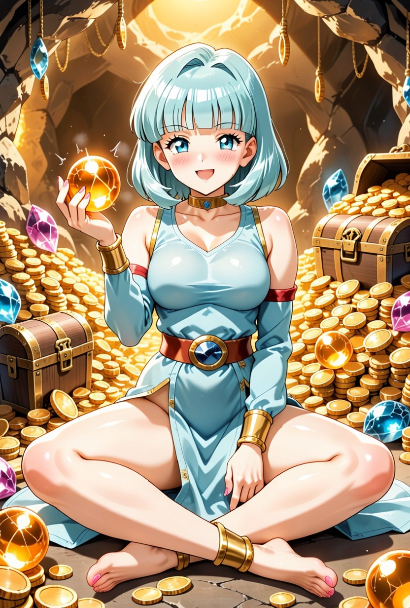 Heure Bleue, Lumière Douce, Cheveux Bleu Clair Porno IA Hentai