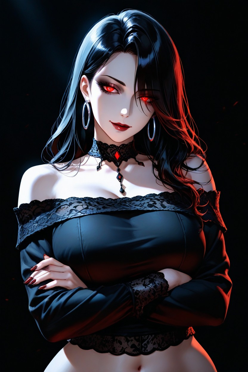 Large Breast, Minimal Black Background, Black Hair Hentai AI Porn