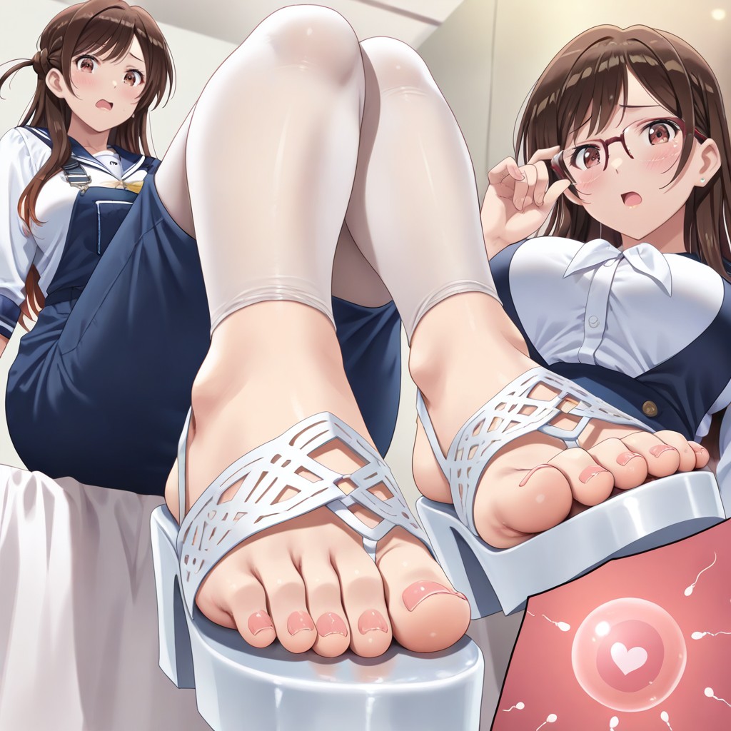 Mizuhara Chizuru, Sentada, Feet Forward Hentai IA