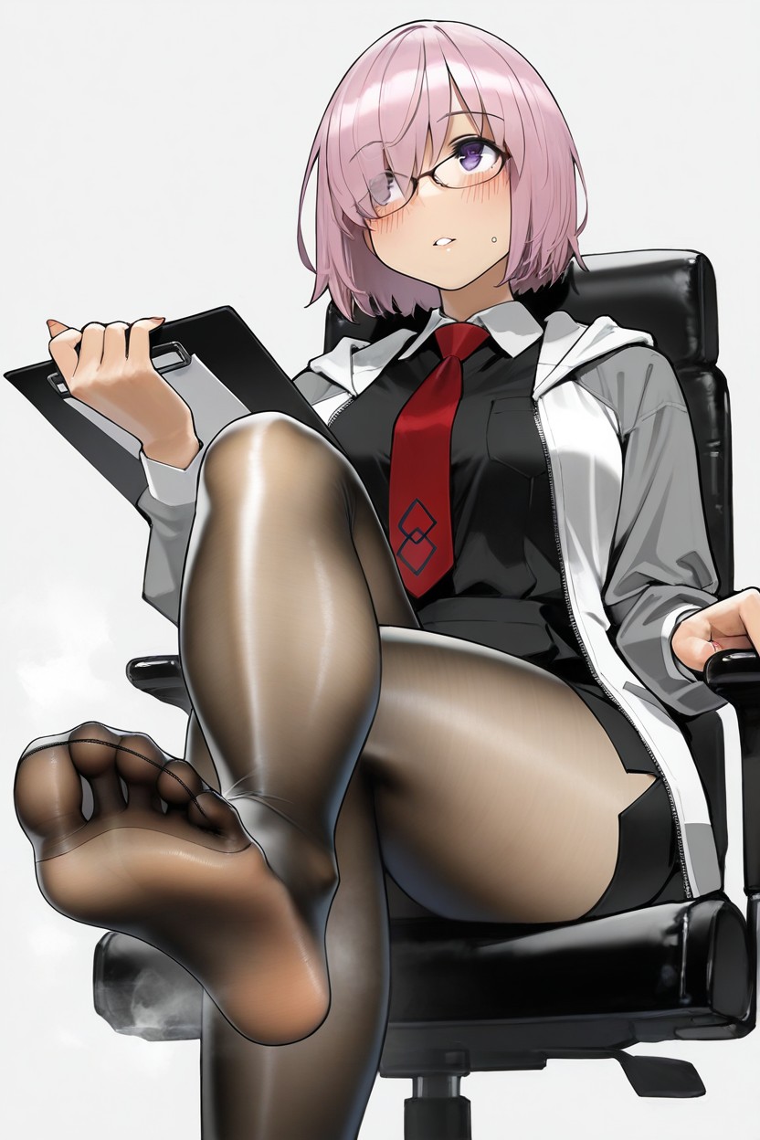 Grasses, Blush, Sitting On Office Chair Hentai IA