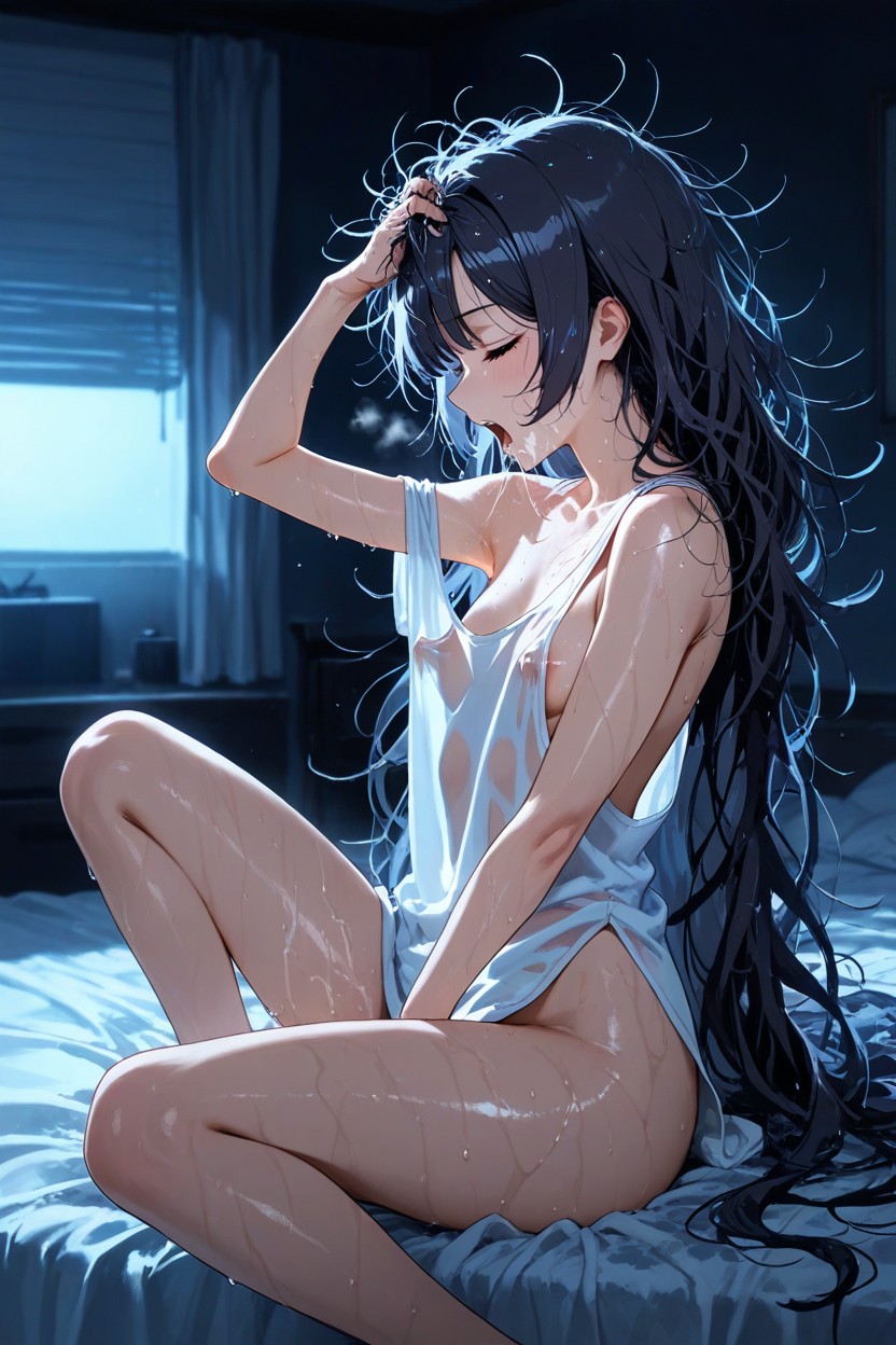 Side Slit, Wet Sheets, Sideboob Hentai AI Porn