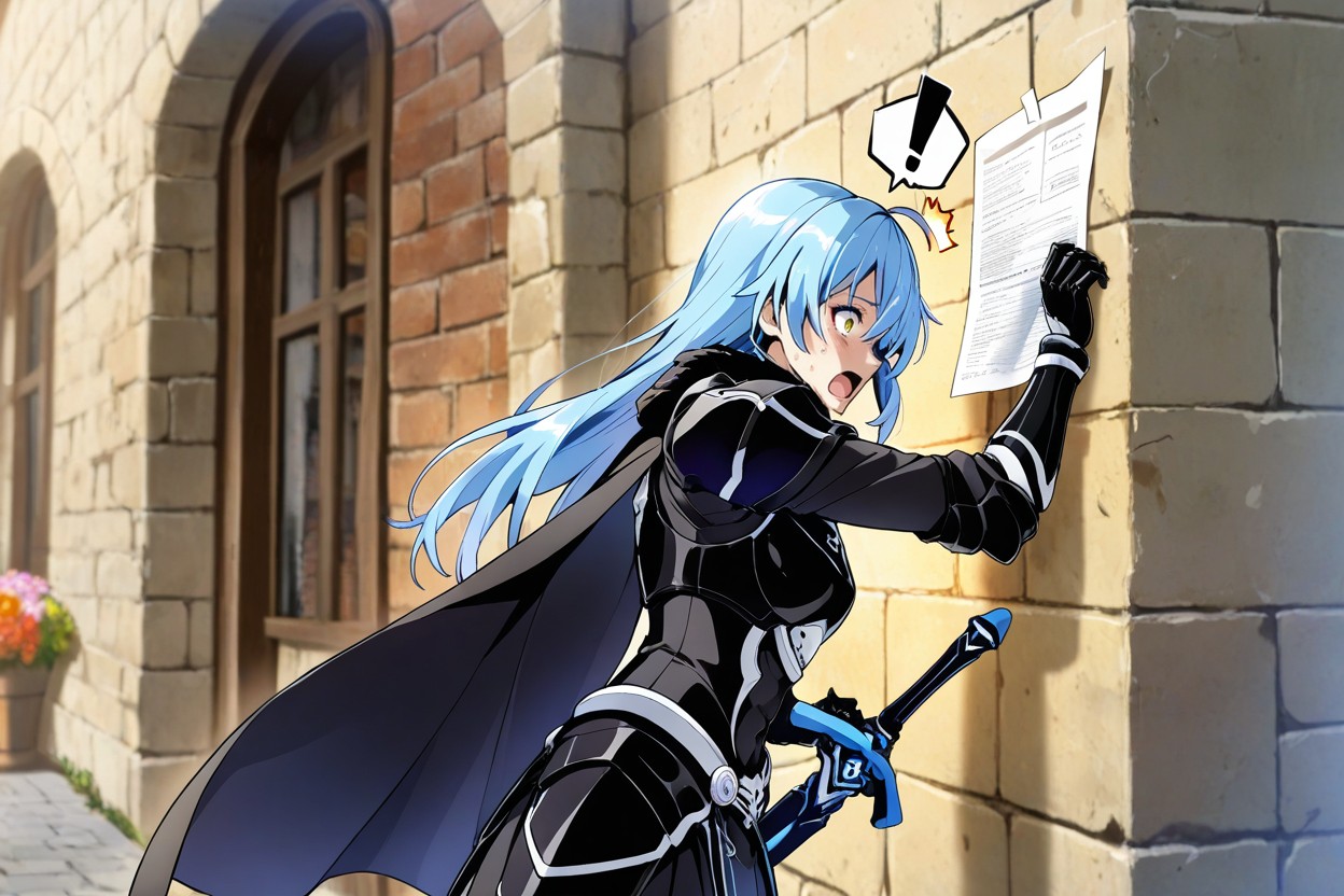 Paper Against Wall, Only One Female Character Rimuru Tempest From Tensura, Female With Black Sword Hentai IA