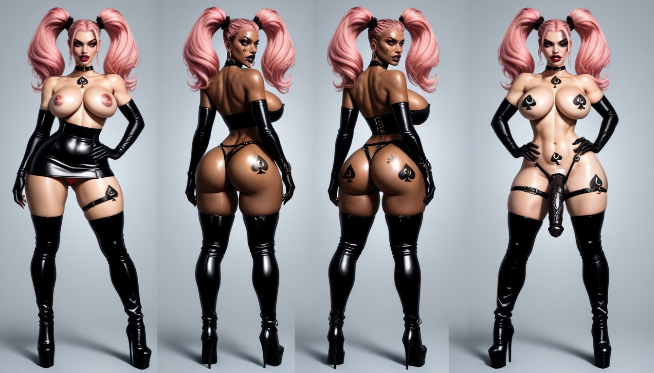 Labios Carnosos, Culo Más Grande Que Torso, Black Spade Tattoo On Nipples Hentai IA