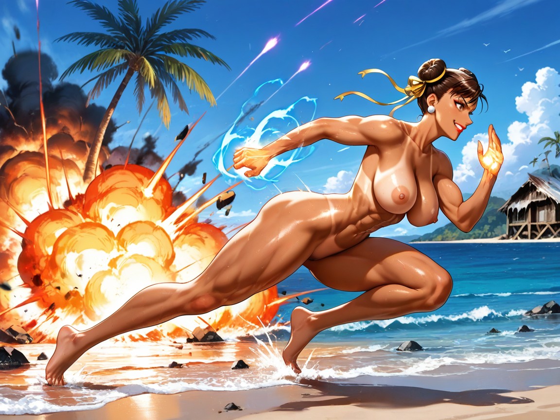 Running, Perfect Tits, Explosions Everywhere Hentai AI Porn