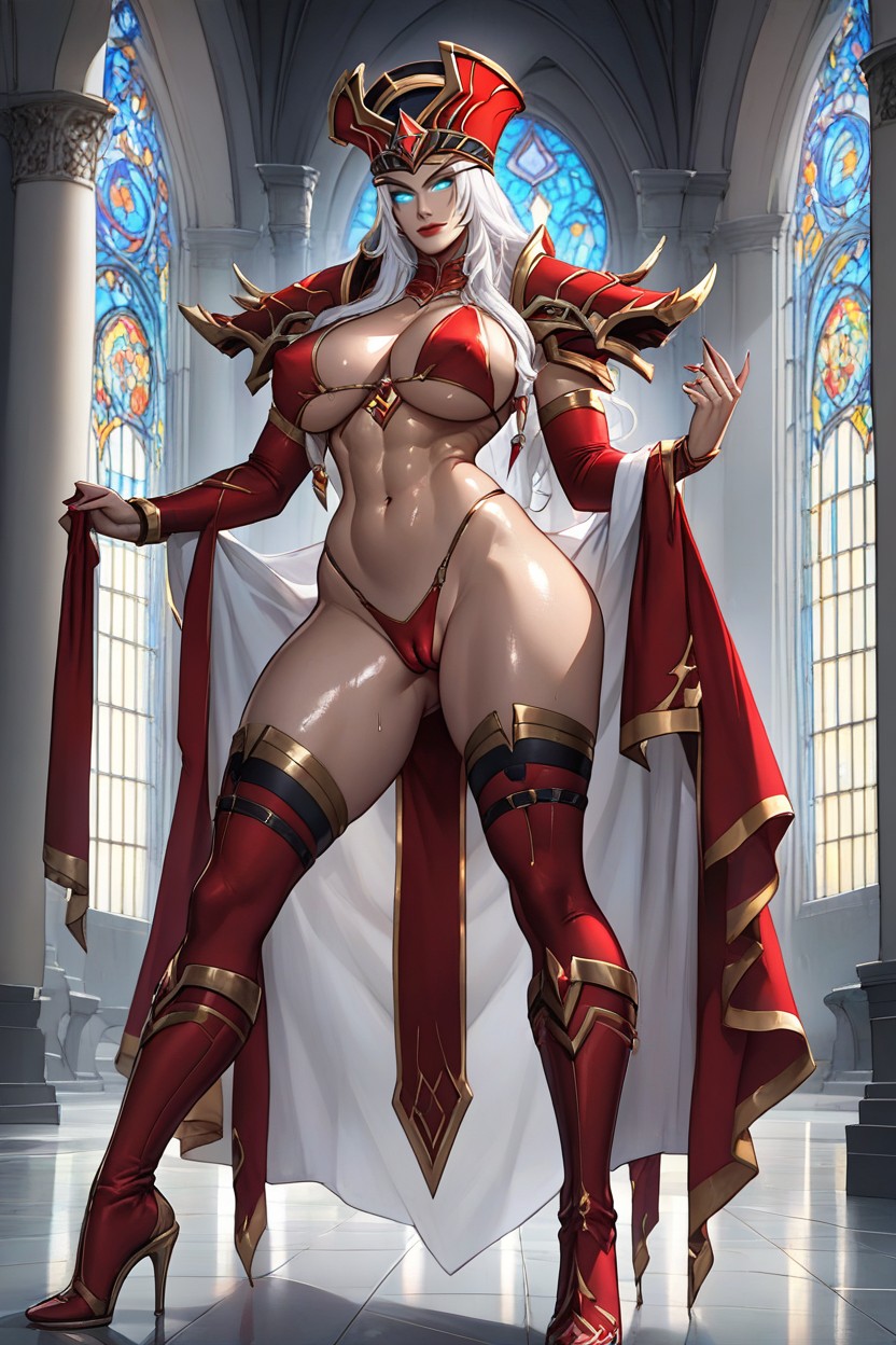 Culo Masivo, Red With Gold Outline Thong, Ojos Azules Hentai IA