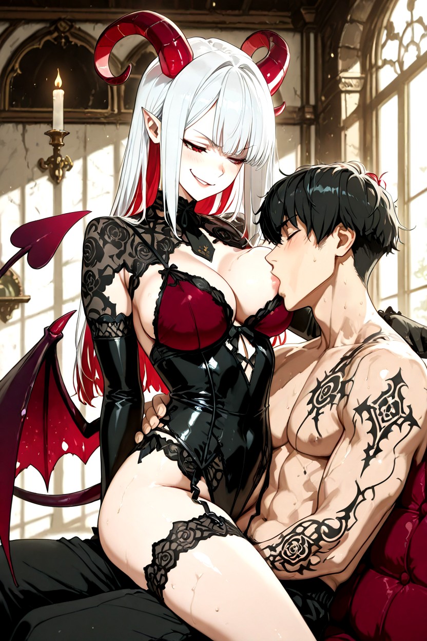 Ornate Dark Stone Pillars, Neck, Detailed Shading Hentai AI Porn