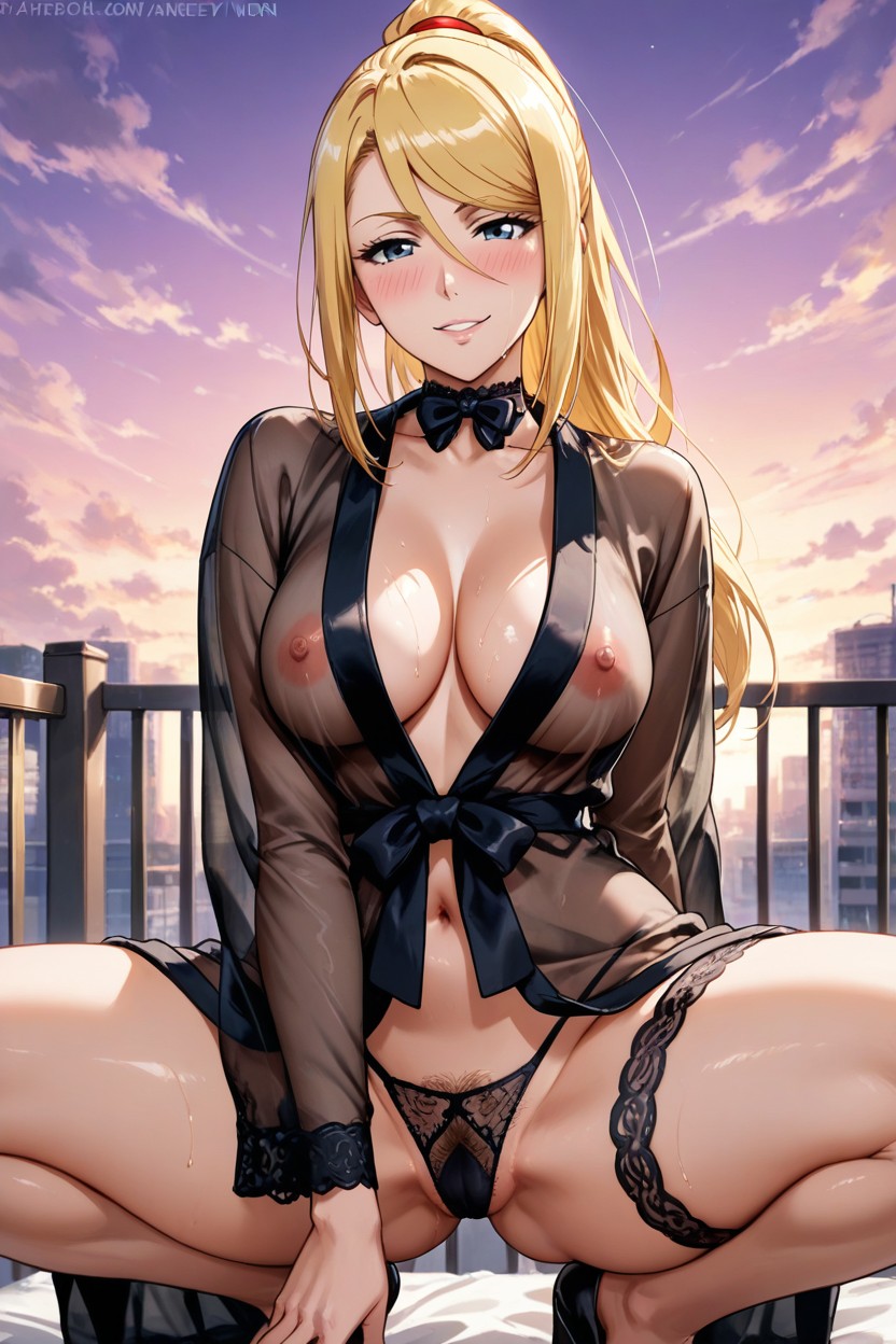 Sundown, Exposed Navel, Nipple Outline Hentai IA